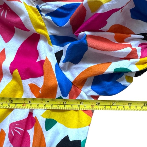 Calvin Klein Colorful Feather Printed Puff-Sleeve Midi Dress Women’s Size 14 - Picture 9 of 11